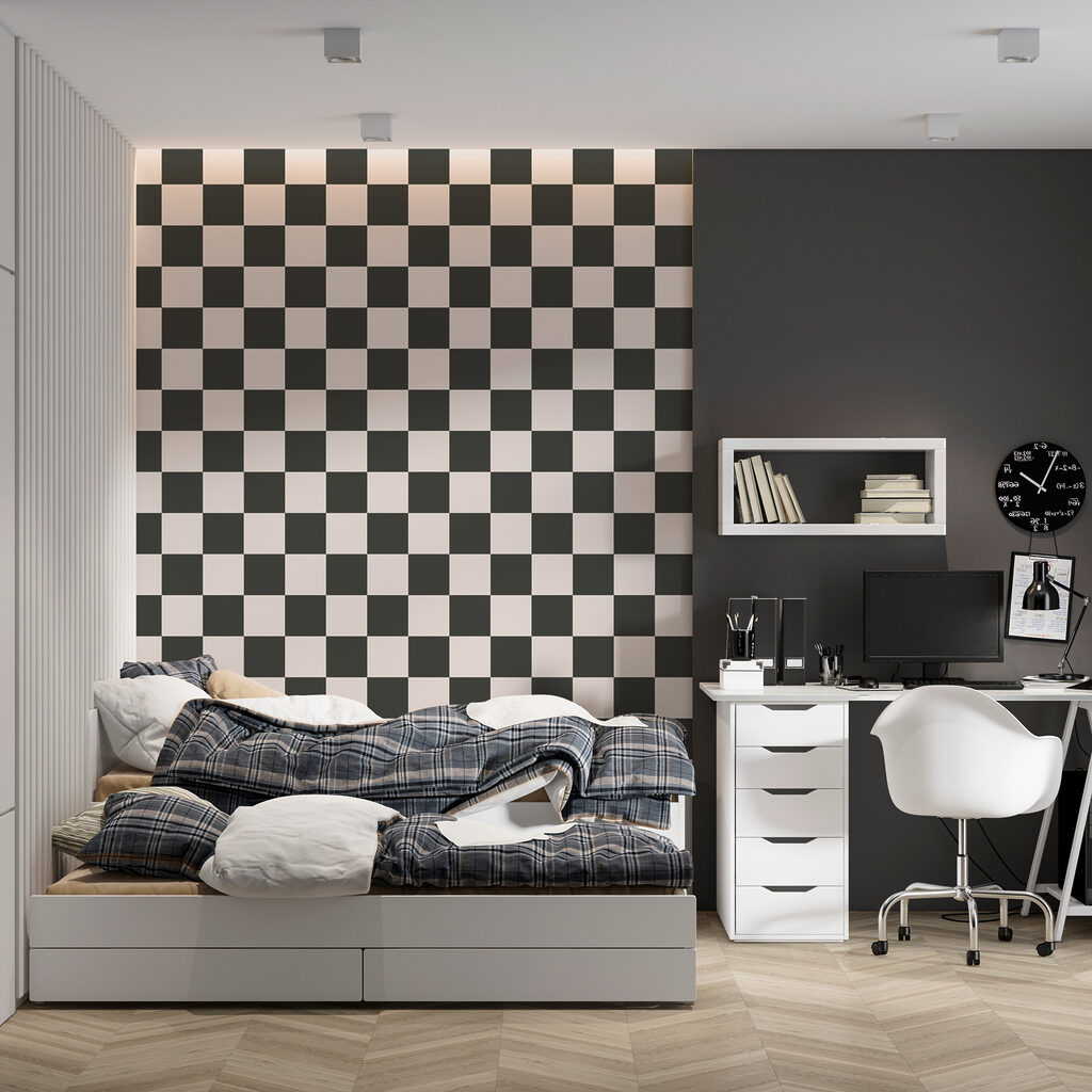Damier contrasté dans un intérieur