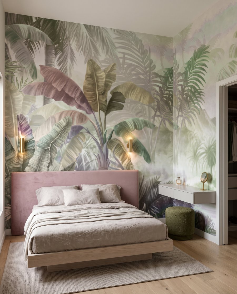 Lac tropical embrumé dans un intérieur