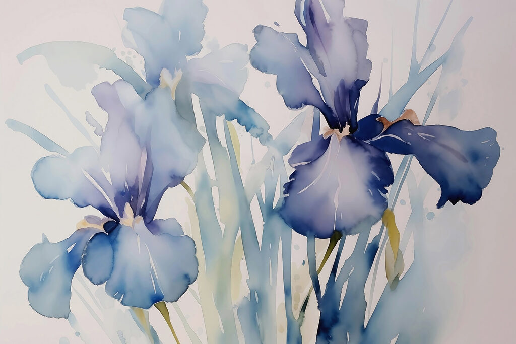 Iris sur fond blanc — motif complet