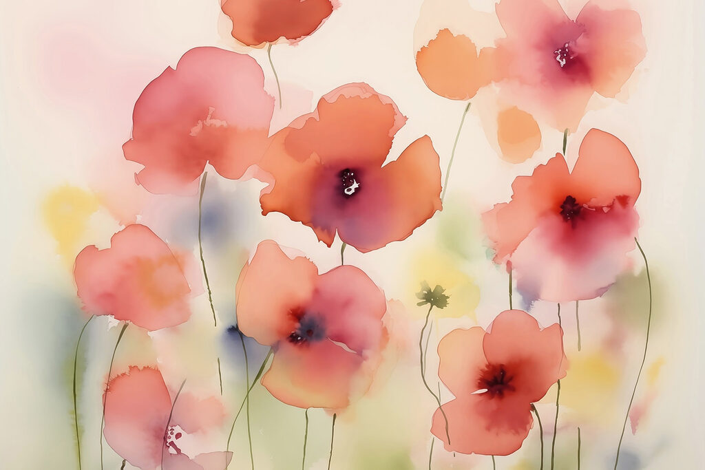 Fleurs sur fines tiges — motif complet