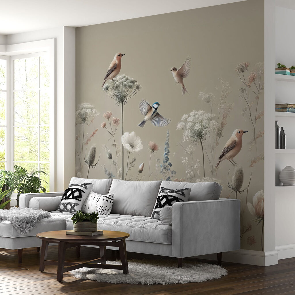 Oiseaux sur tiges fleuries — intérieur 8