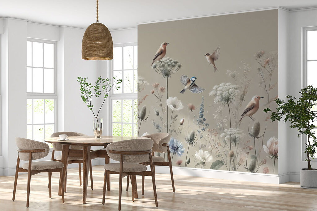 Oiseaux sur tiges fleuries — intérieur 4