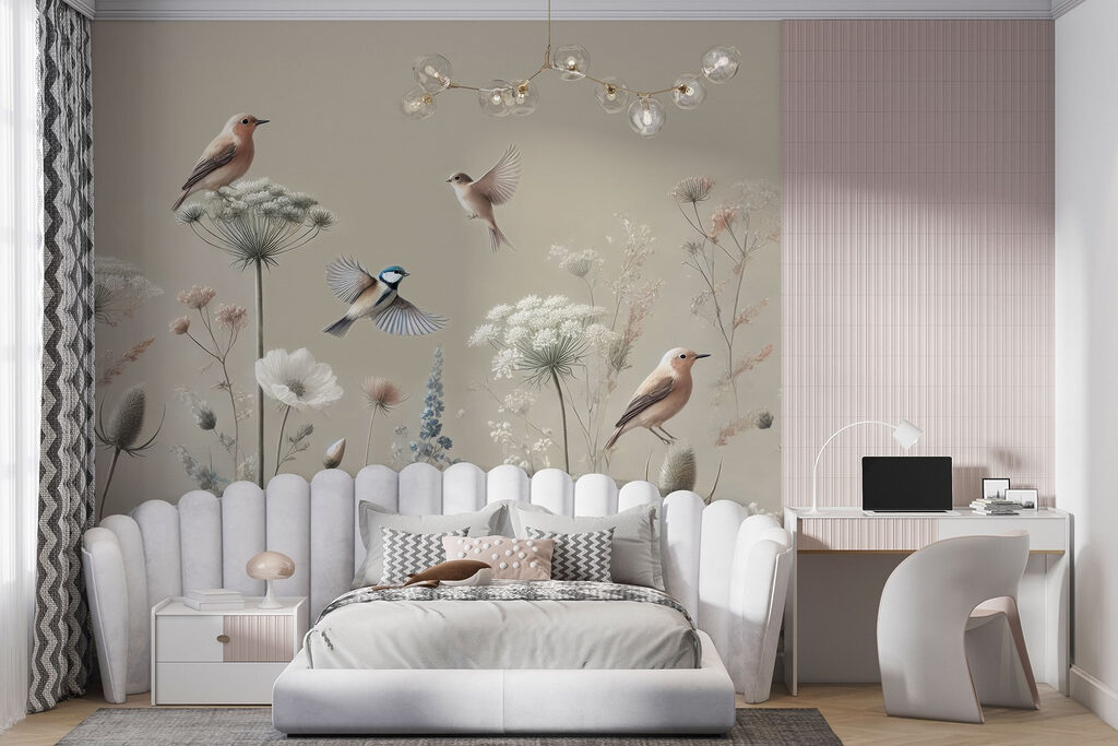 Oiseaux sur tiges fleuries — intérieur 7