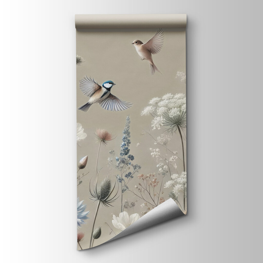 Oiseaux sur tiges fleuries — vue du produit