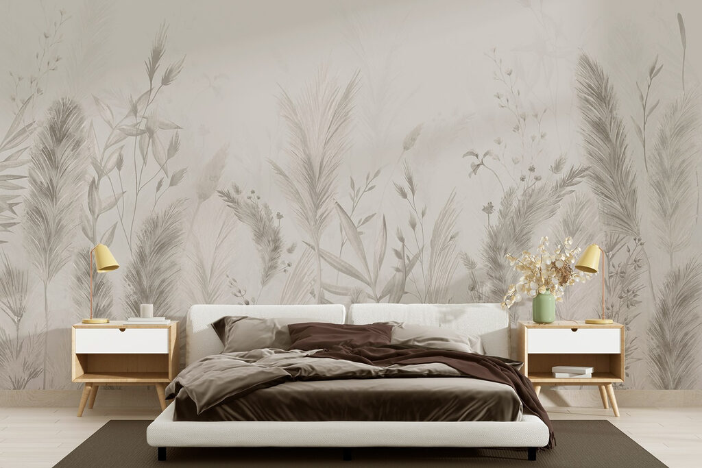 Graminées dans la brume dans un intérieur