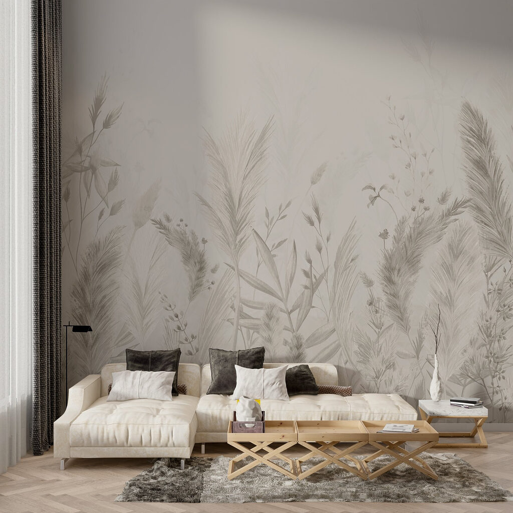 Graminées dans la brume dans un intérieur