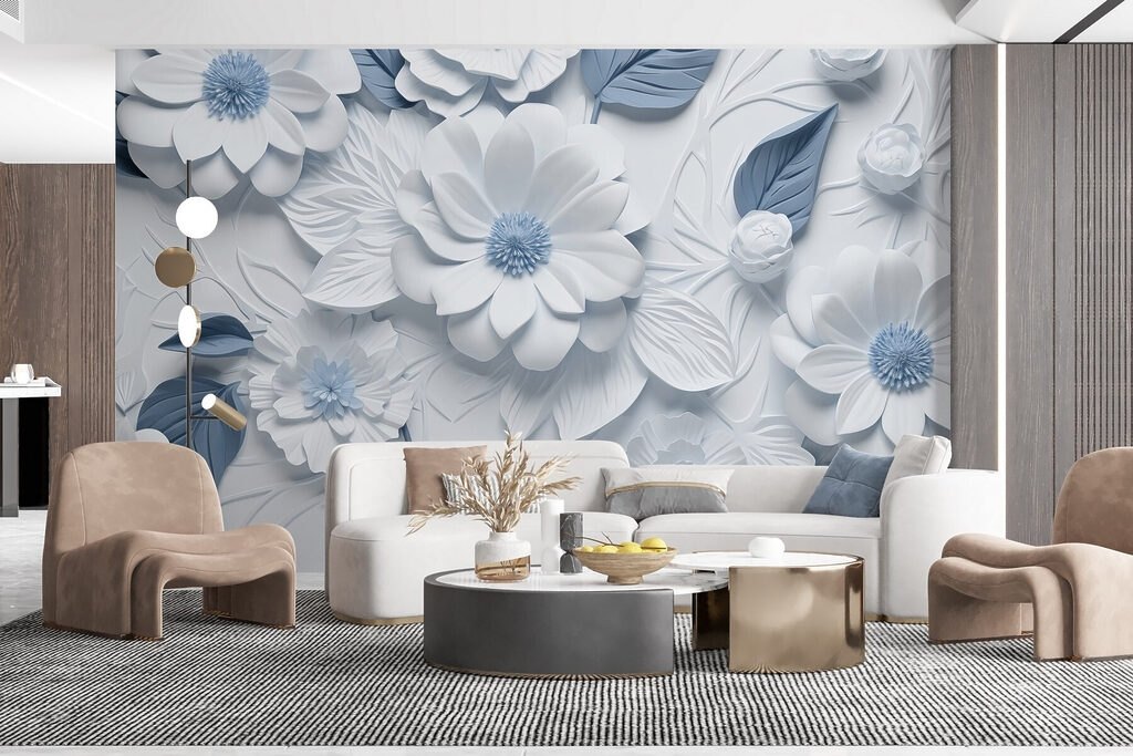 Fleurs blanches, cœurs colorés dans un intérieur