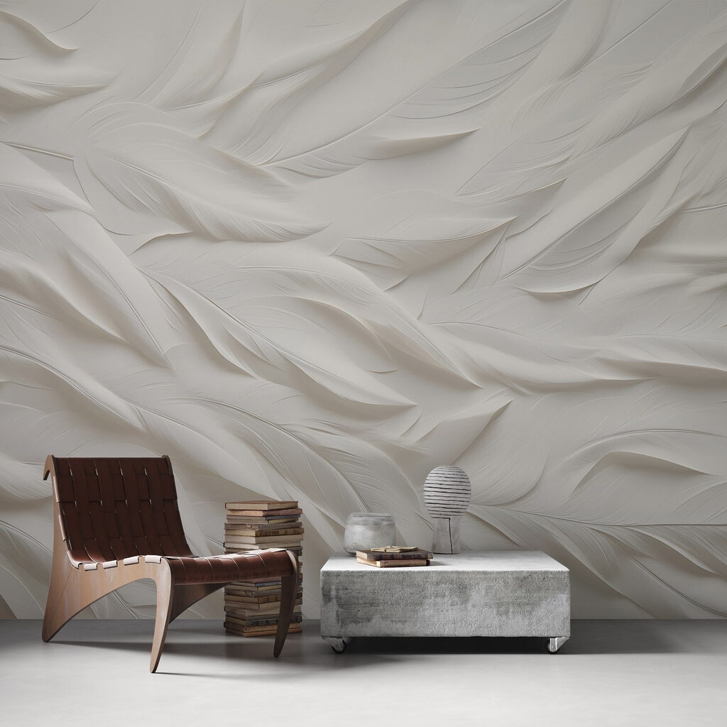 Feuilles blanches en vagues dans un intérieur