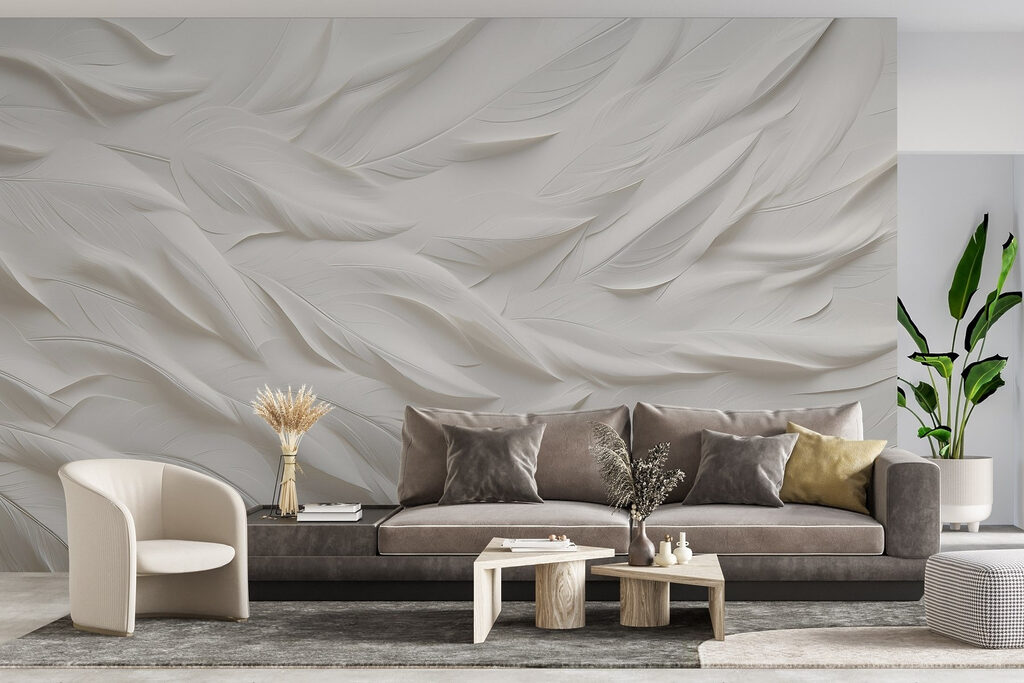 Feuilles blanches en vagues dans un intérieur