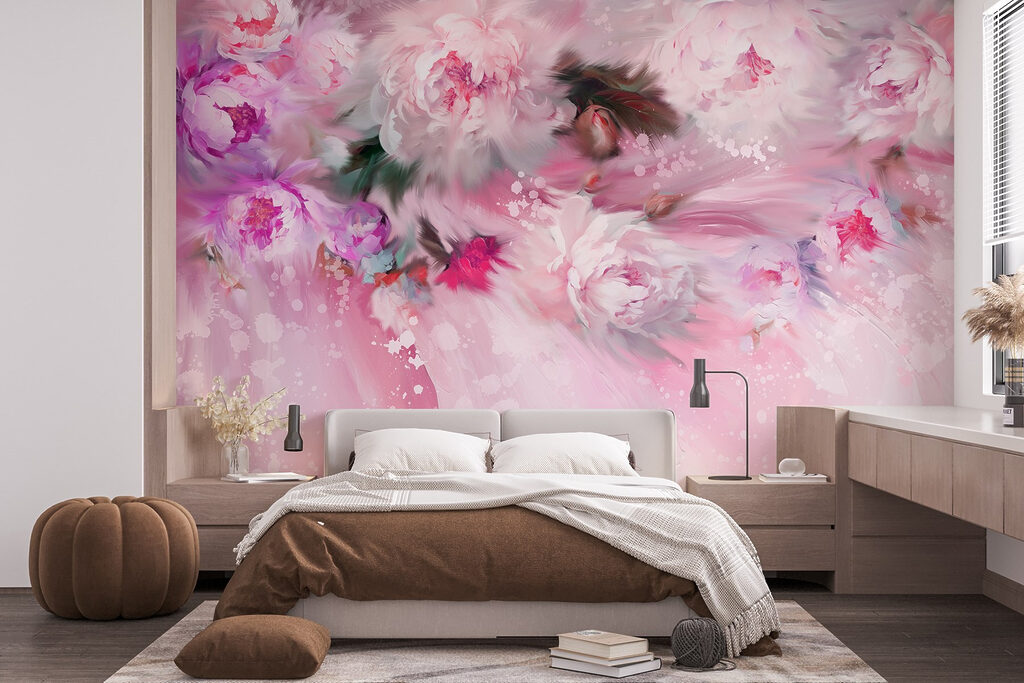 Fleurs et lumière ruisselante dans un intérieur