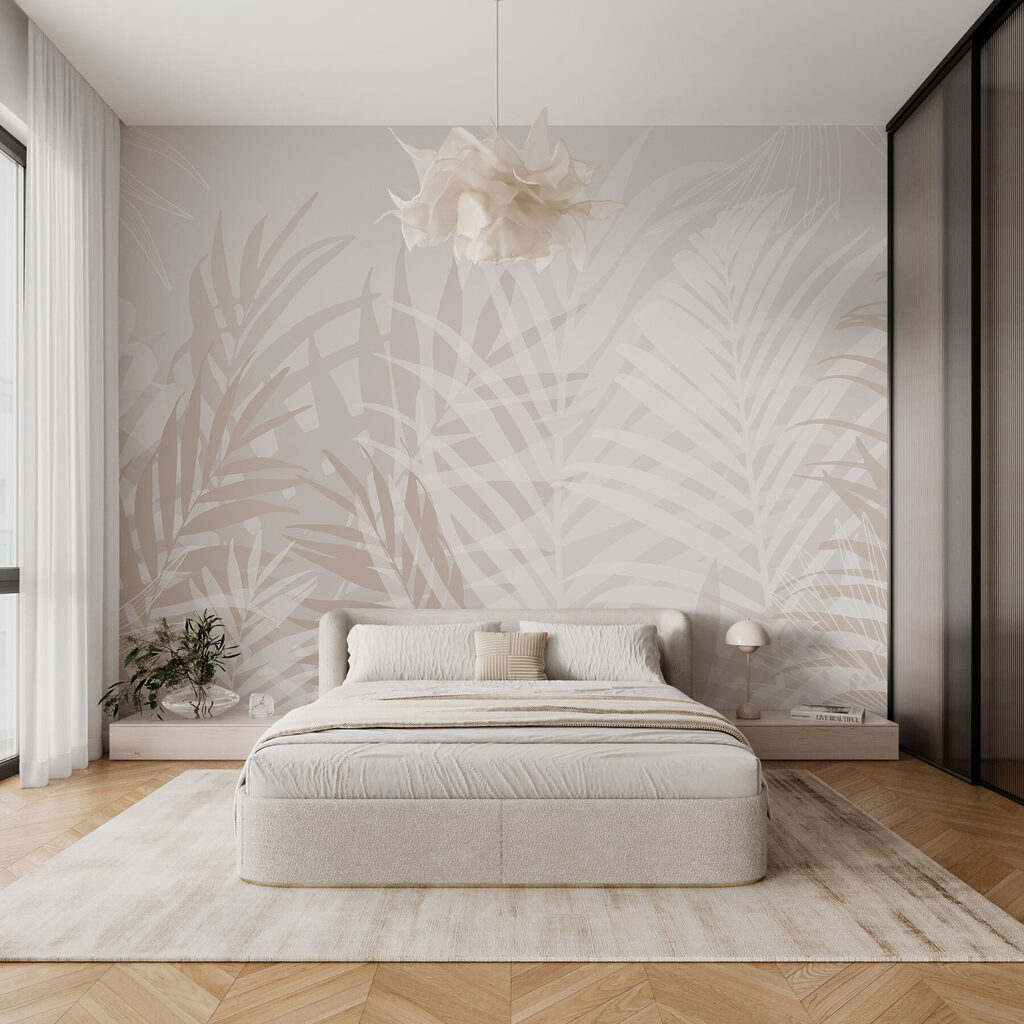 Palmes en ombres pâles dans un intérieur