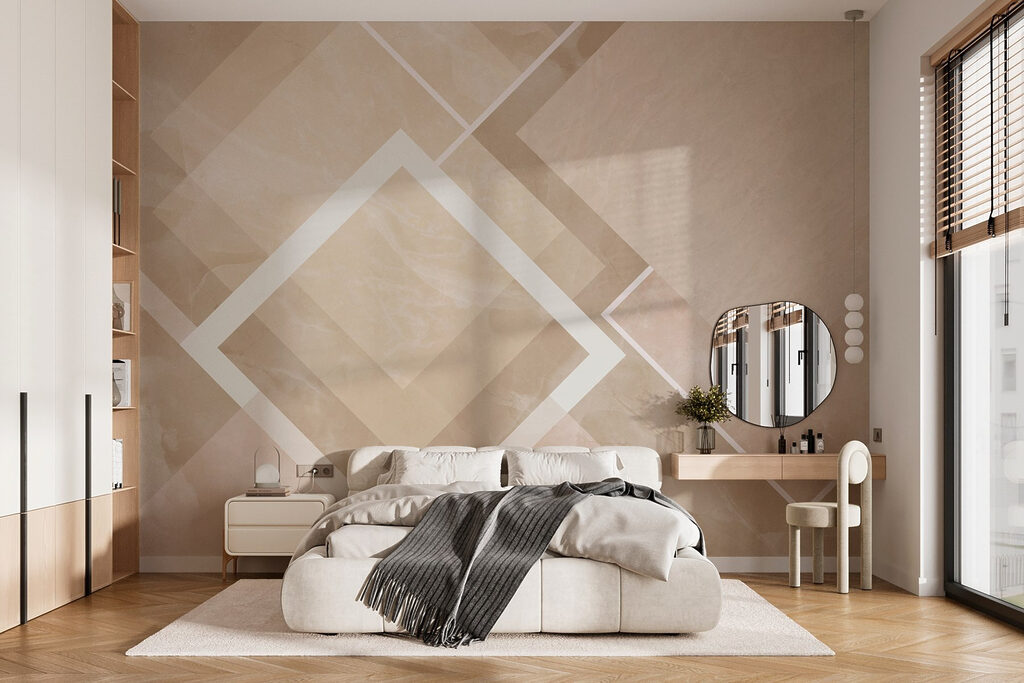 Losanges blancs sur aplats dans un intérieur