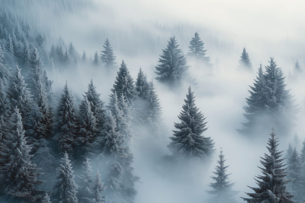Sapins dans les nuages — motif complet
