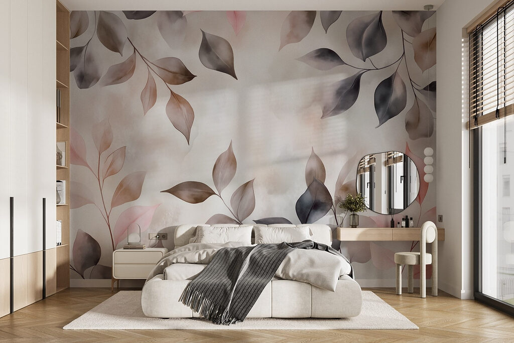Feuillage aux ombres roses dans un intérieur