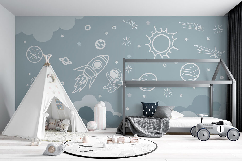 Cosmos à la craie dans un intérieur
