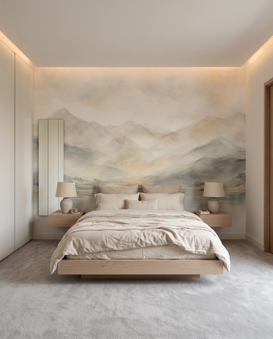Reflets de monts brumeux dans un intérieur