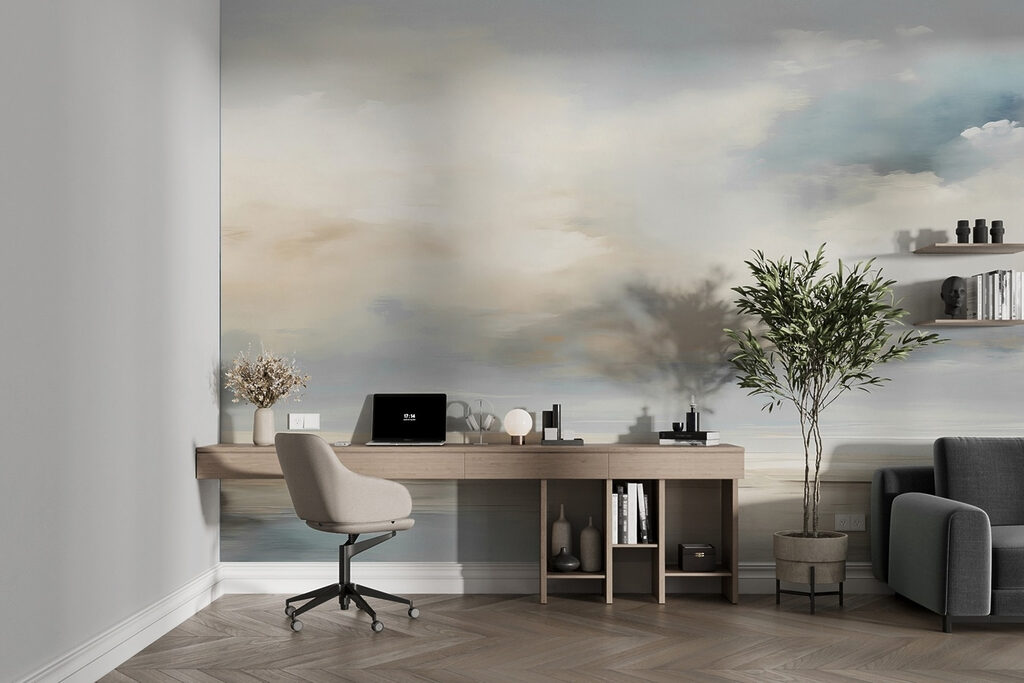 Nuages sur la plage dans un intérieur