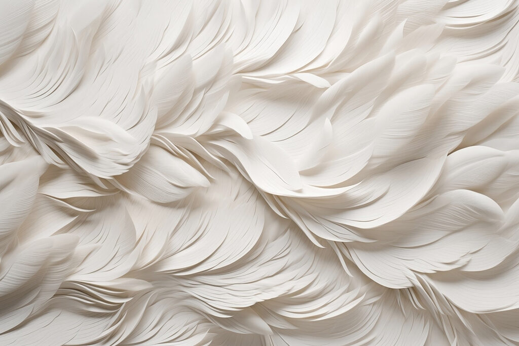 Plumes blanches superposées — motif complet