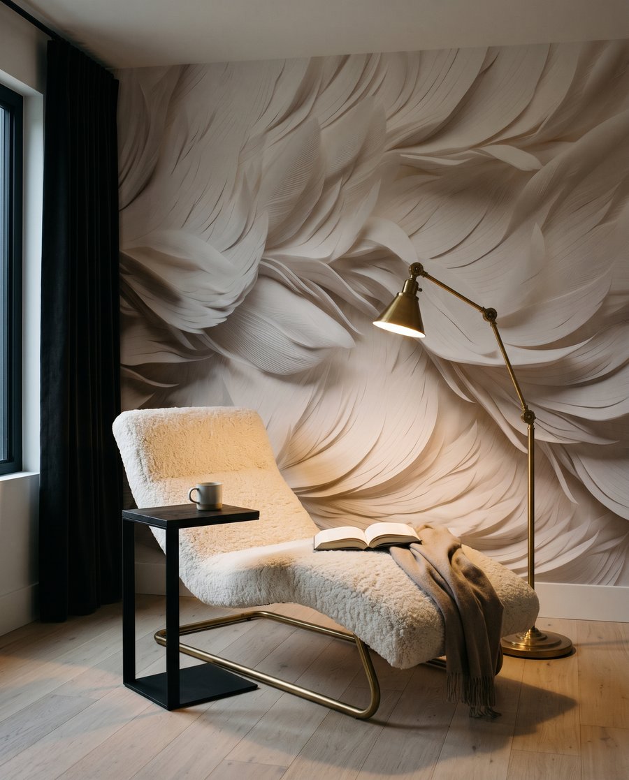 Plumes blanches superposées — intérieur 3
