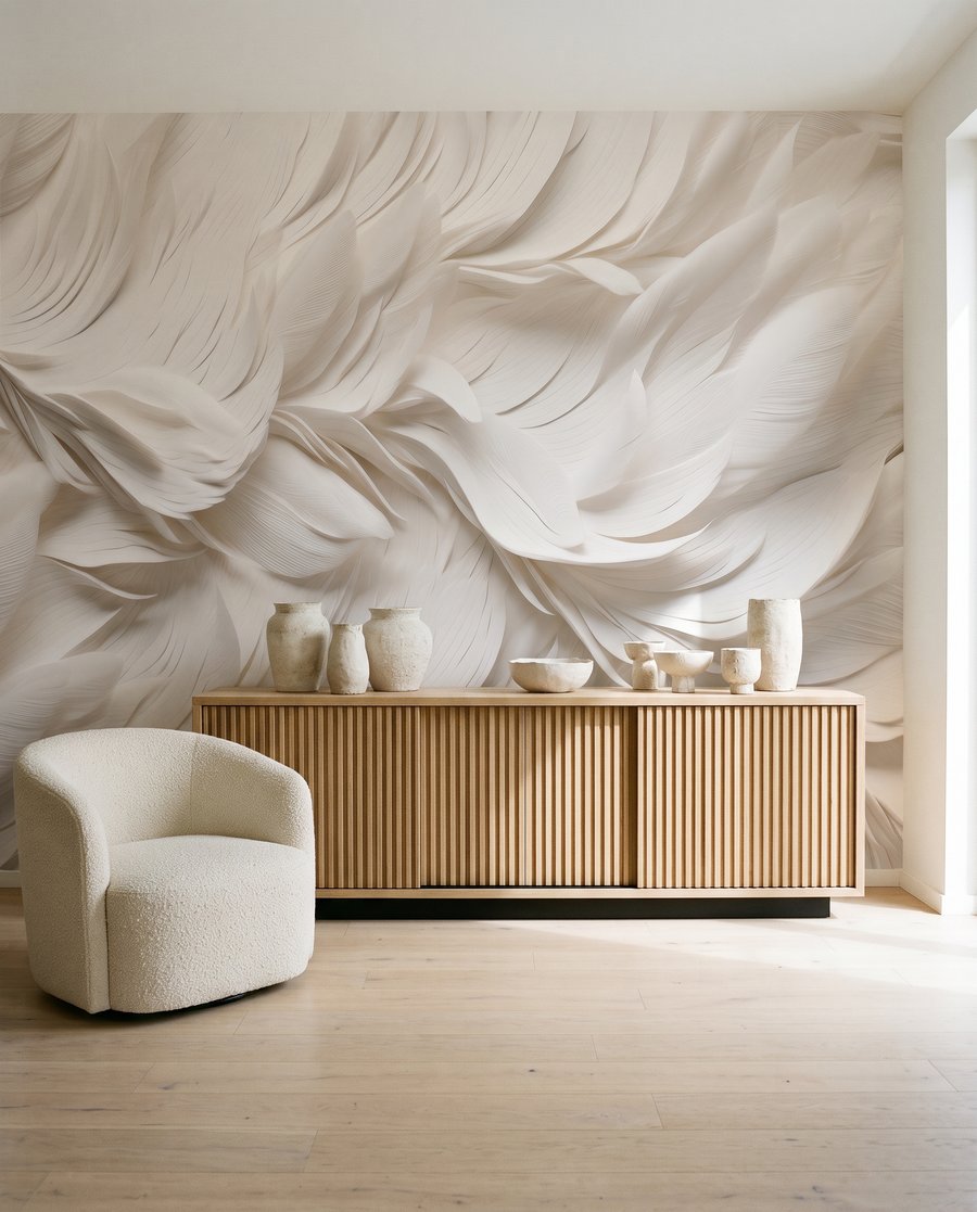 Plumes blanches superposées — intérieur 4
