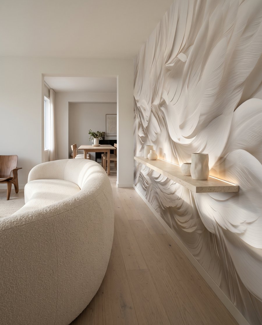 Plumes blanches superposées — intérieur 5