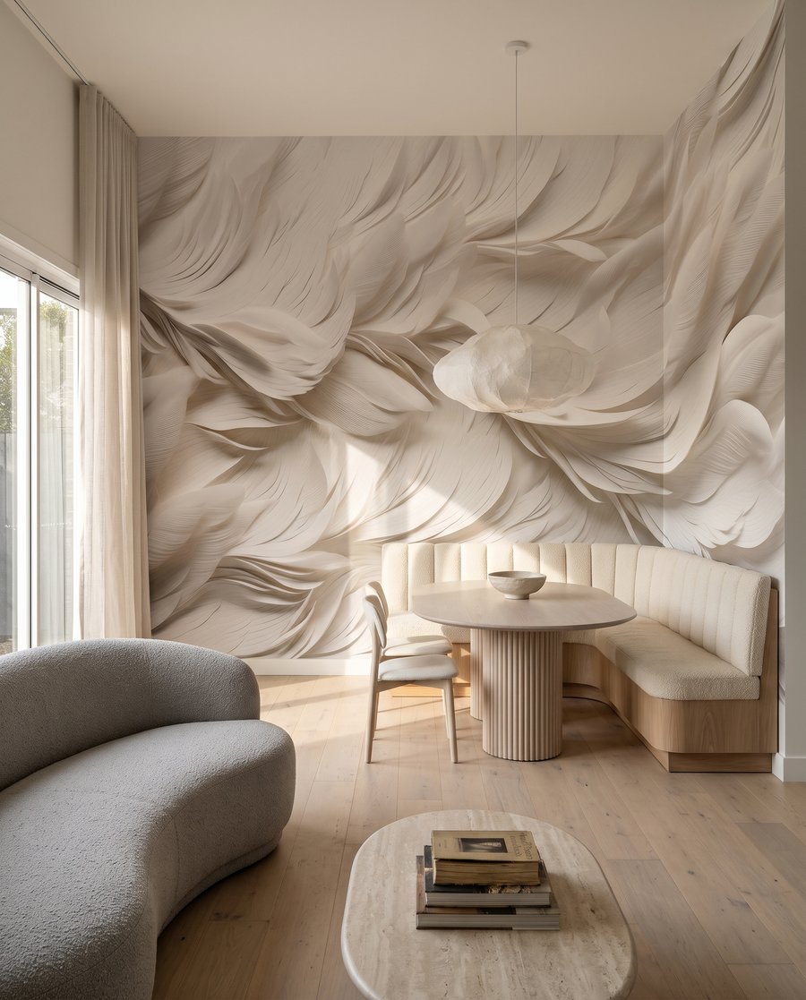 Plumes blanches superposées — intérieur 8