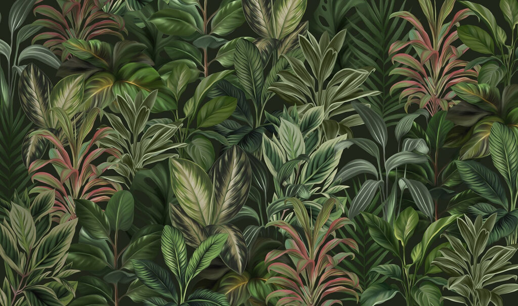 Jungle aux verts profonds — motif complet