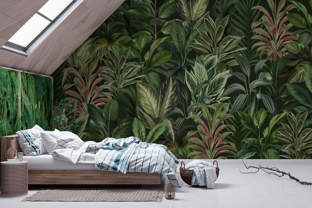 Jungle aux verts profonds dans un intérieur