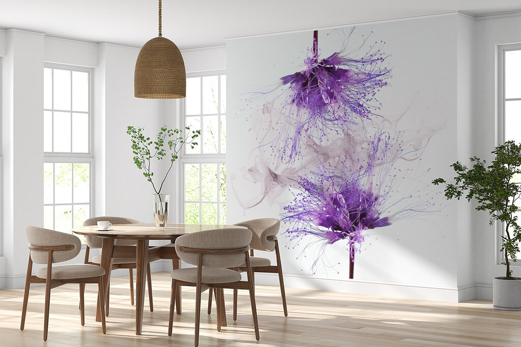 Fleurs vaporeuses et rosée dans un intérieur