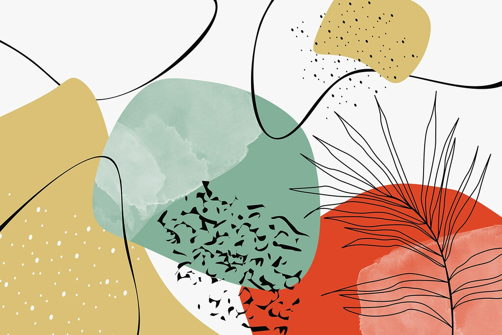 Couleurs et courbes noires — motif complet