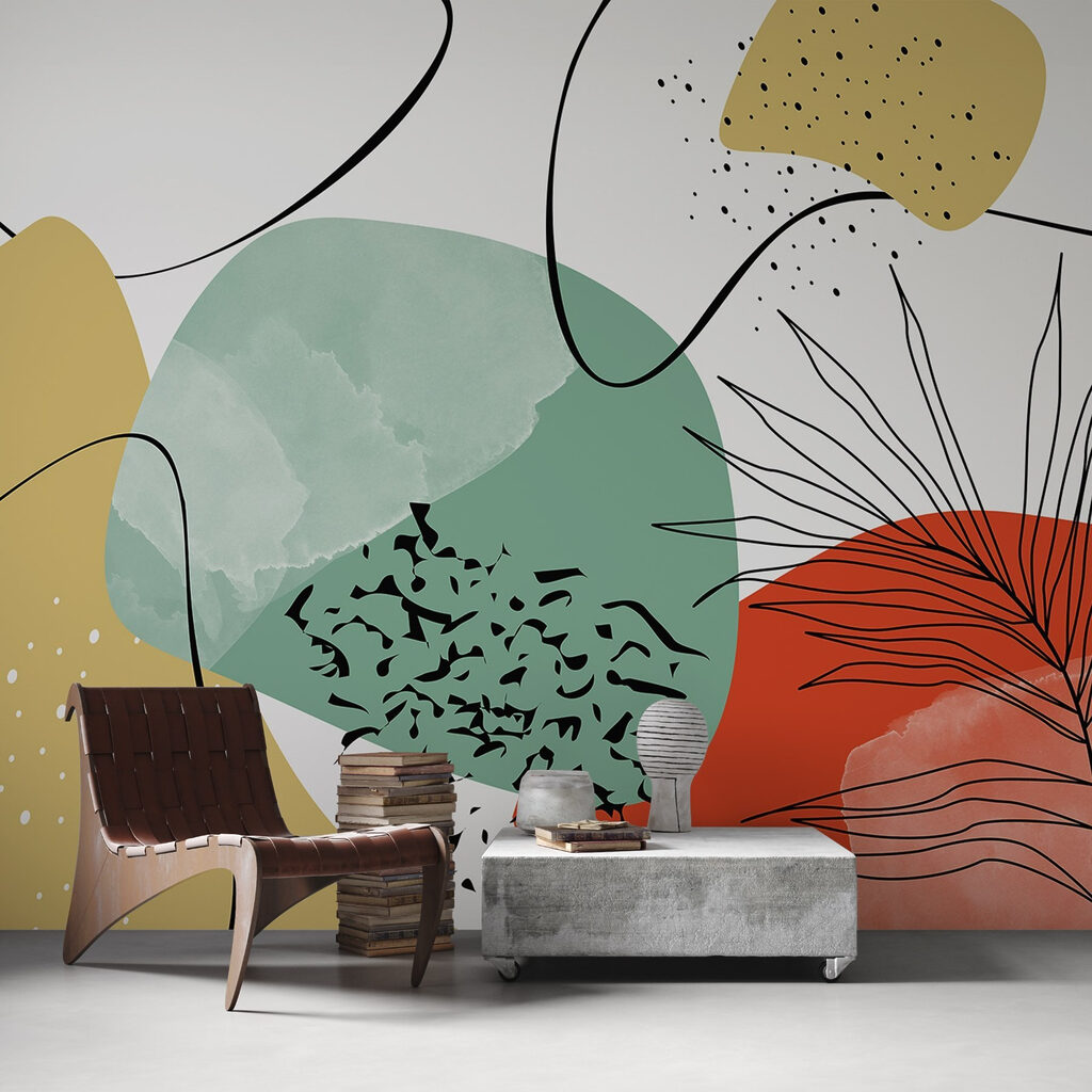 Couleurs et courbes noires dans un intérieur