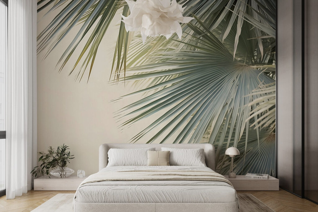 Éventail de palmes dans un intérieur