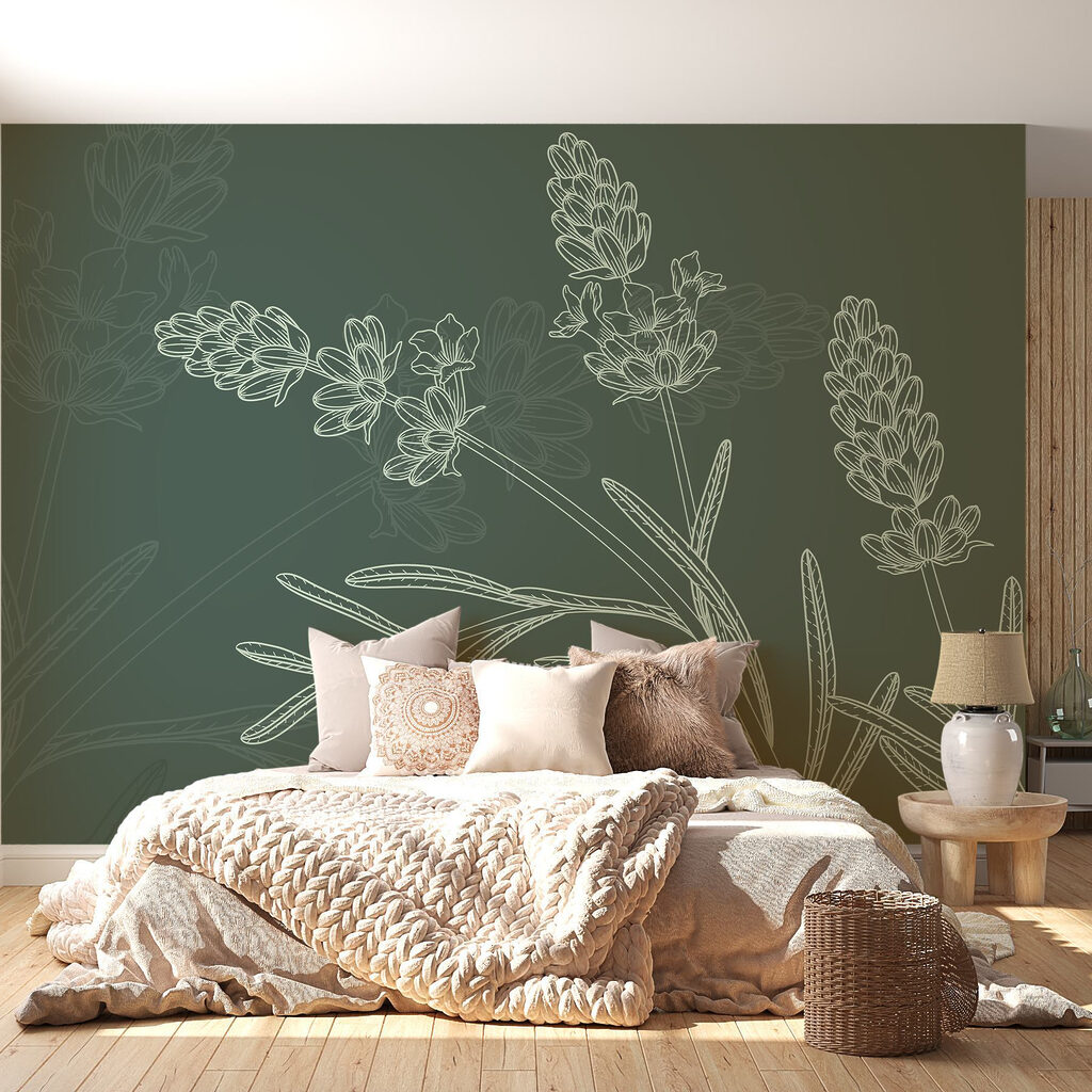 Grappes de fleurs dessinées dans un intérieur