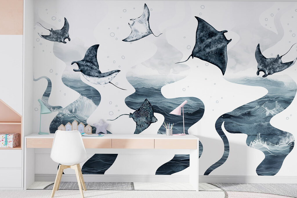 Raies sur les flots dans un intérieur