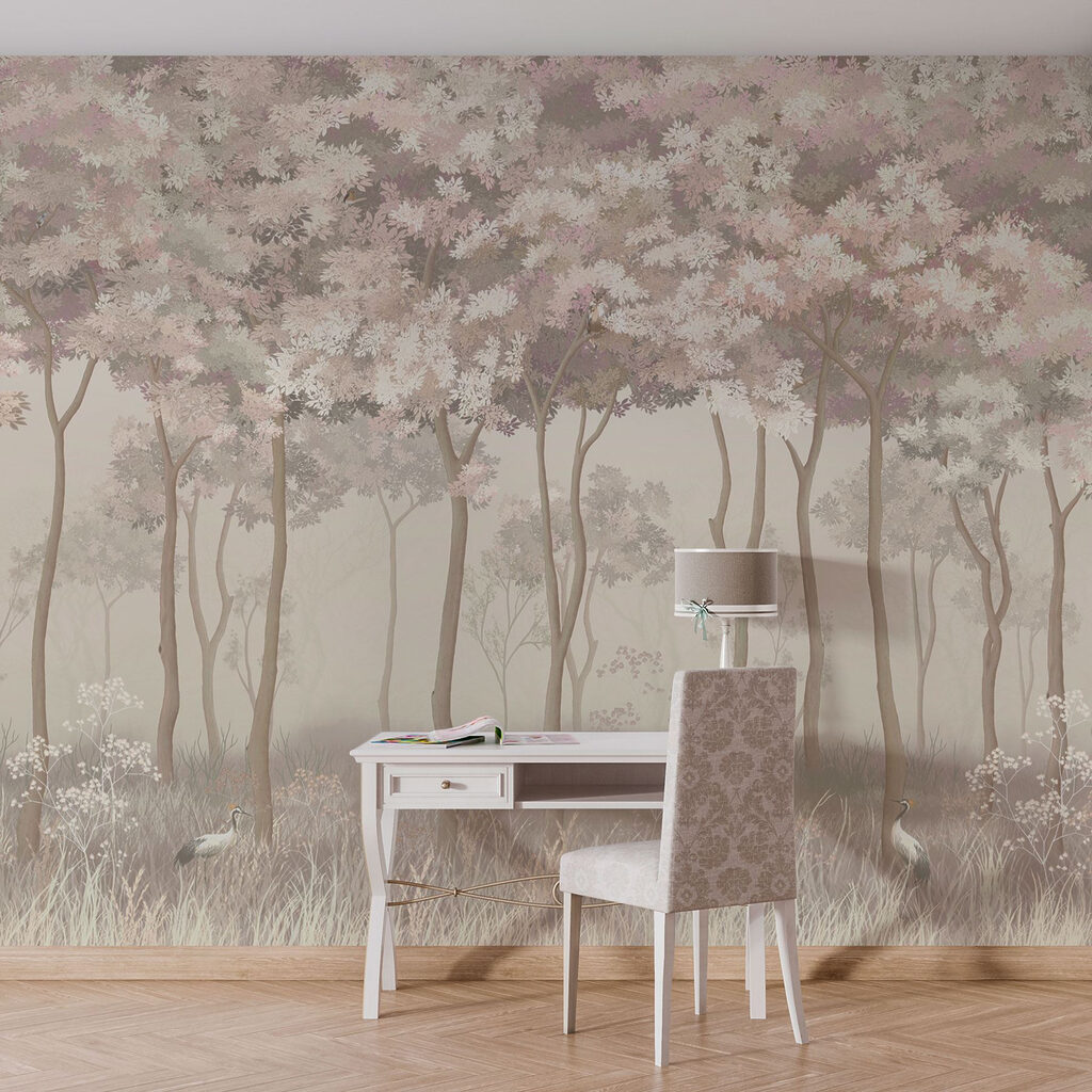 Forêt claire en fleurs dans un intérieur