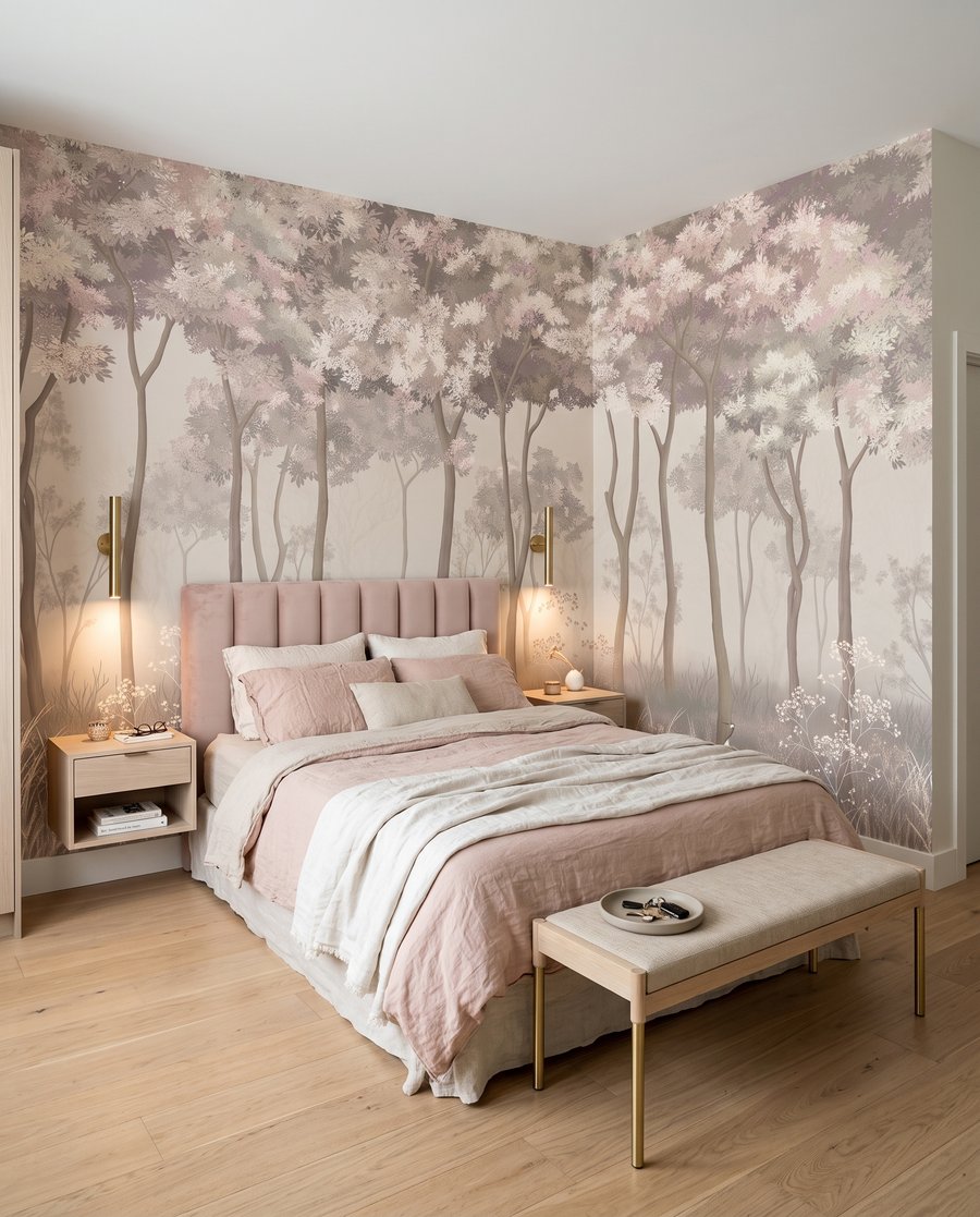 Forêt claire en fleurs dans un intérieur