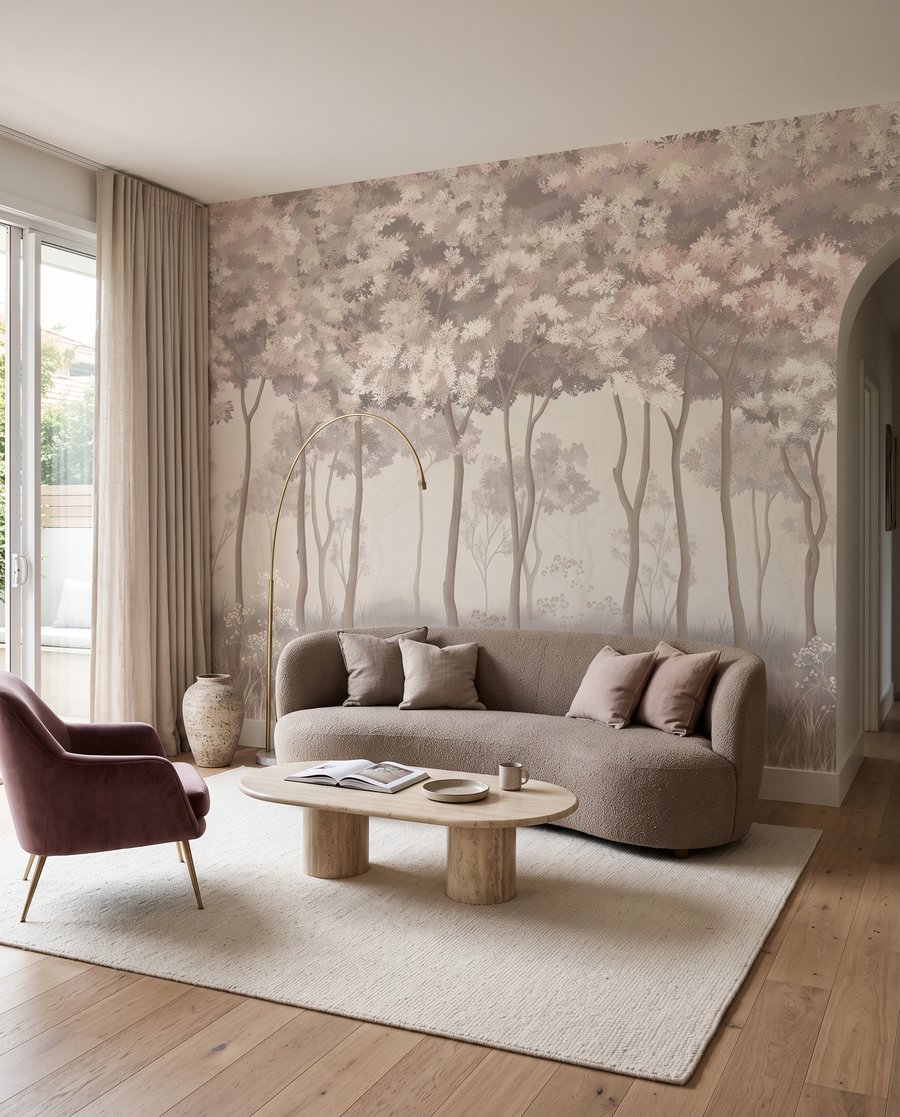 Forêt claire en fleurs dans un intérieur