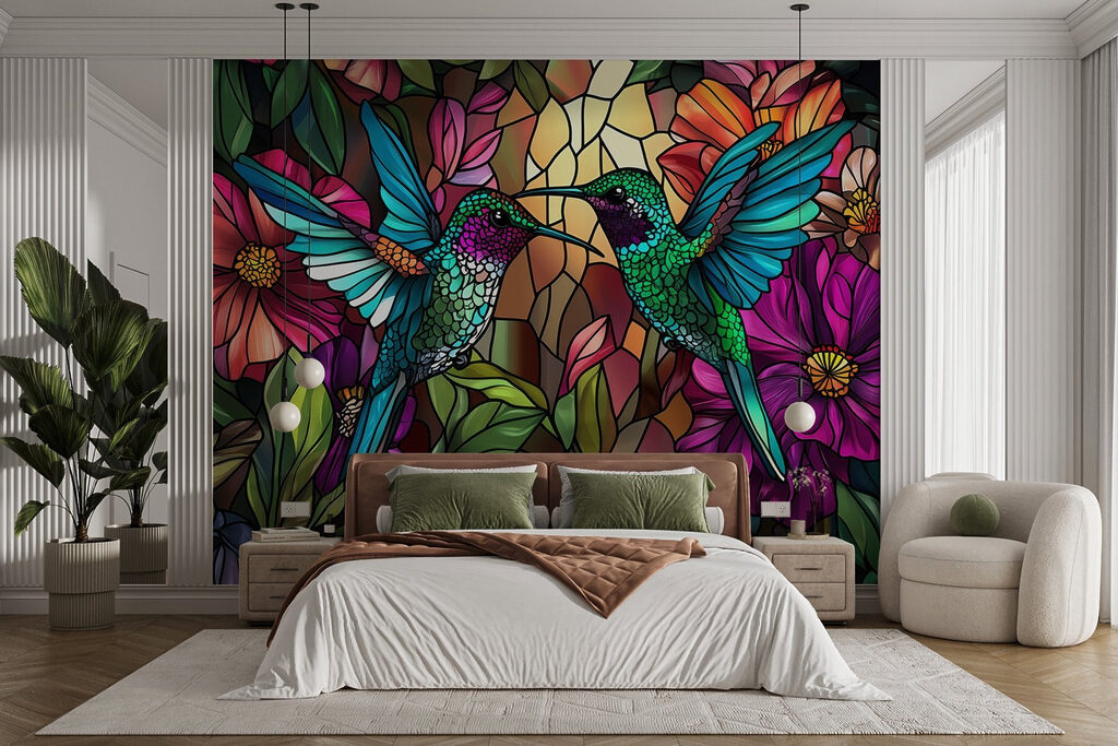 Colibris façon vitrail — intérieur 1