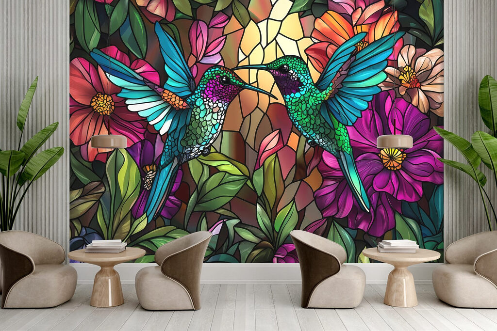 Colibris façon vitrail — intérieur 3