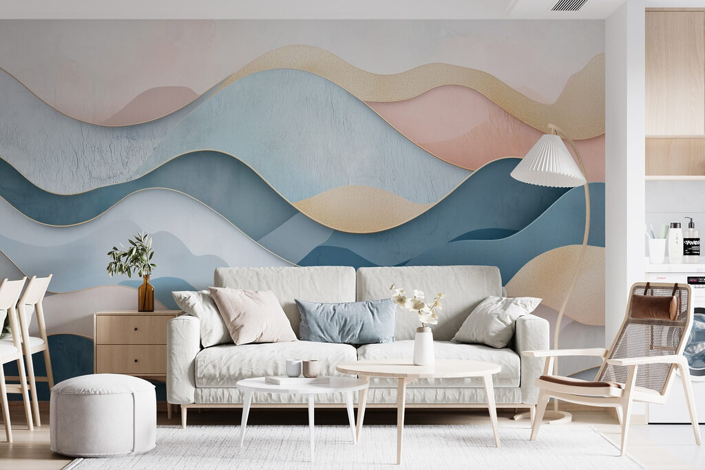 Vagues bleues et roses — intérieur 1