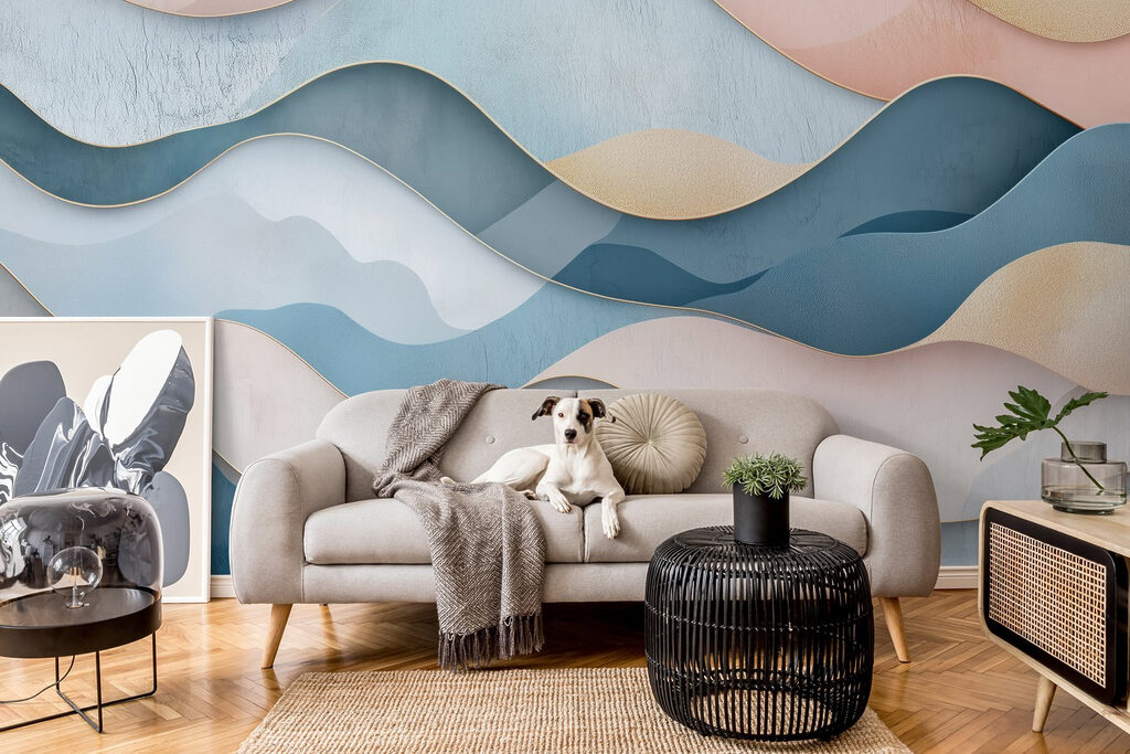 Vagues bleues et roses — intérieur 2