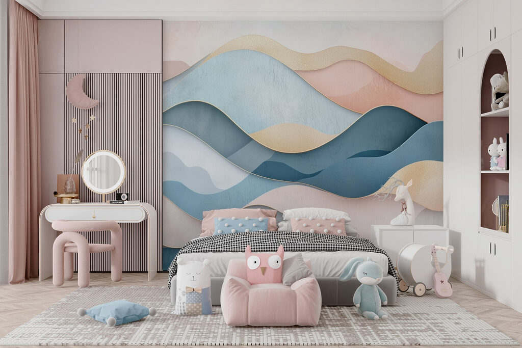 Vagues bleues et roses — intérieur 7