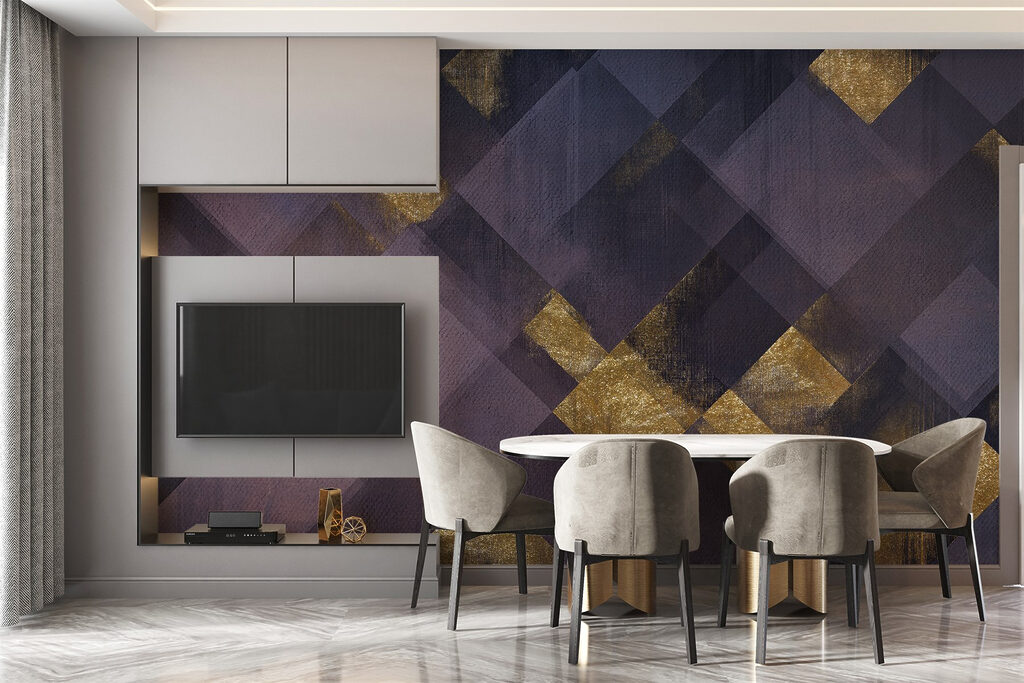 Carrés et touches dorées dans un intérieur