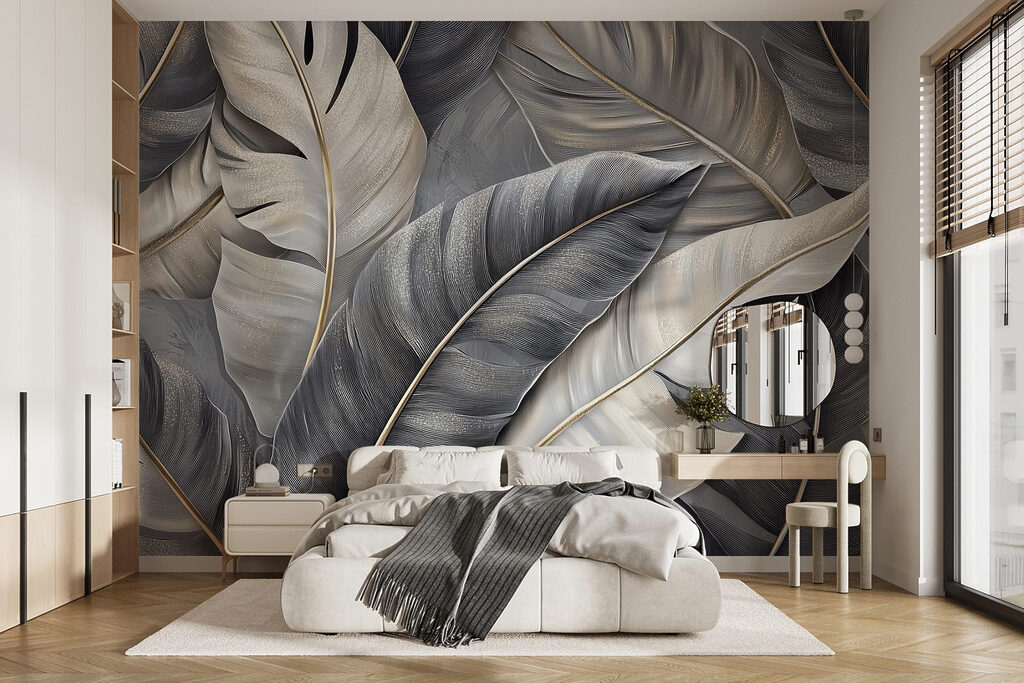 Feuilles aux nervures dorées — intérieur 2