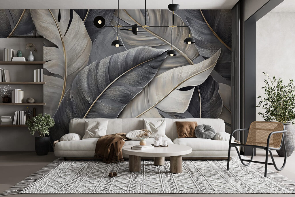 Feuilles aux nervures dorées — intérieur 3