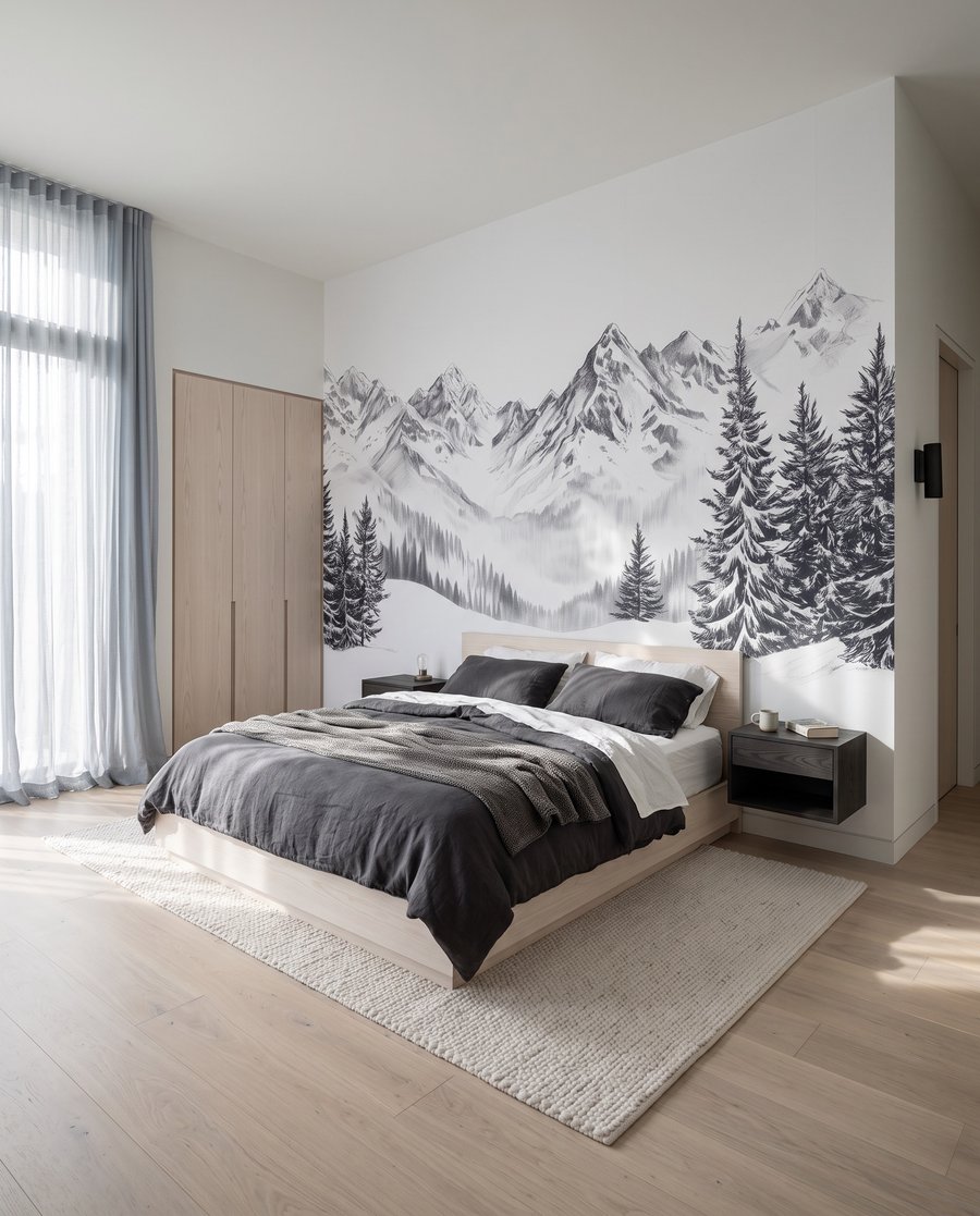 Crête parmi les pins dans un intérieur