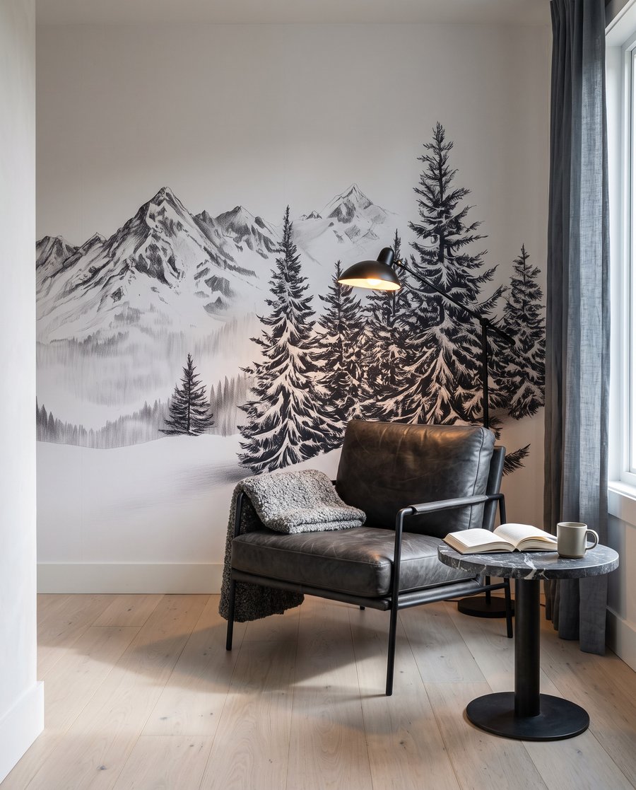 Crête parmi les pins dans un intérieur