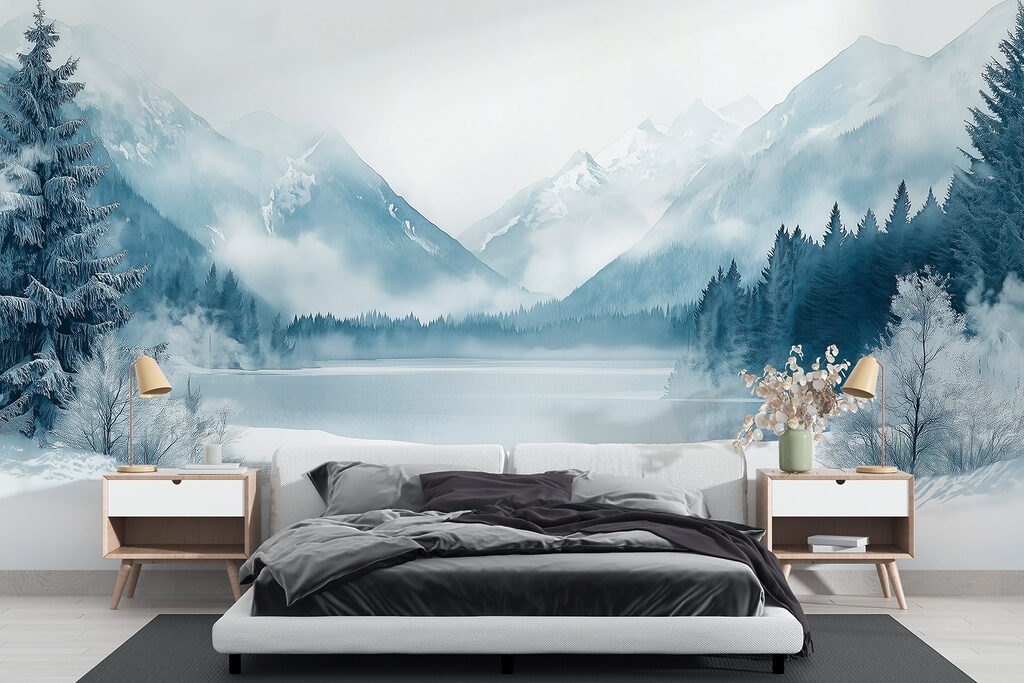 Lac d’hiver embrumé dans un intérieur