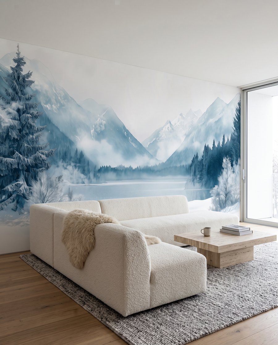 Lac d’hiver embrumé dans un intérieur