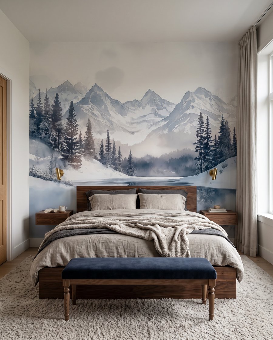 Baie paisible en hiver dans un intérieur